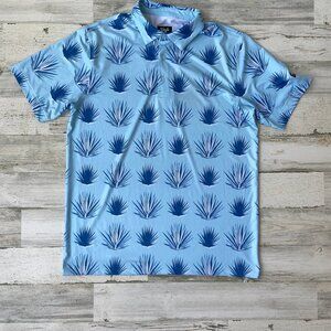 Light Blue Palm Print Polo Shirt